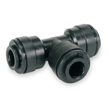 John Guest PM0206E-PK10 - Push-Fit Tee Fitting, 1/4 in Tube Size, Acetal, Black, 10 PK