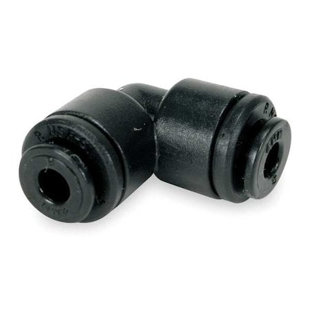 John Guest PM0306E-PK10 - Push-Fit Elbow Fitting, 1/4 in Tube Size, Acetal, Black, 10 PK