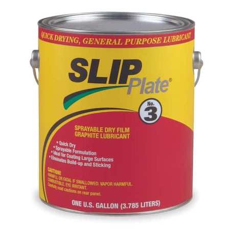 Slip Plate SLIP3-4X1G - General Purpose Lubricant, 1 gal, Can, Mineral Spirits Base, 450 Degrees F Max Op Temp, Black, 4 PK