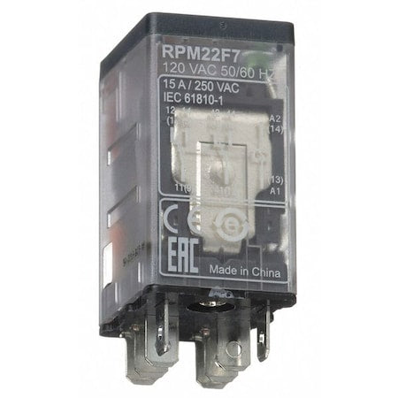 Schneider Electric RPM22F7 - Plug-In, General Purpose Relay, Square, 15 A, 8 Pins, Quick Connect