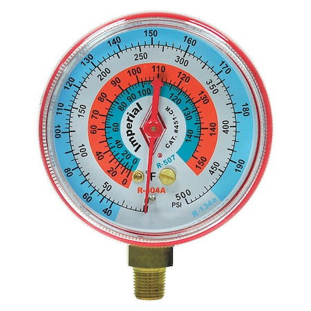 Imperial 451-CR - Gauge,2-1/2 In Dia,High Side,Red,500 psi