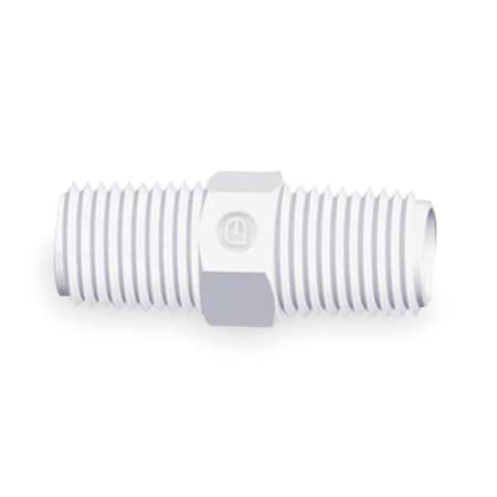 N2WP - Hex Nipple, Polypropylene, 1/8", 150 psi Max Pressure