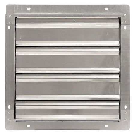 Dayton 1C743 - 16 in 19"H-W 5.75"L Alu Wall Backdraft Dampr, 16-1/2 in x 16-1/2 in, Aluminum