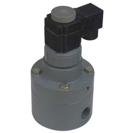 Plast-O-Matic PS100EPW11-120/60-PV - Solenoid Valve, 2-Way, 2-Position, Normally Closed, 1 in Pipe Size, 120 VAC, Inline Pilot, PVC, EPDM