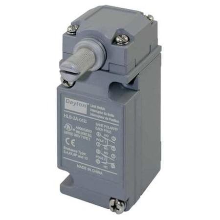Dayton 12T887 - Heavy Duty Limit Switch, No Lever, Rotary, DPDT, 10 A at 600 V AC, Actuator Location: Side