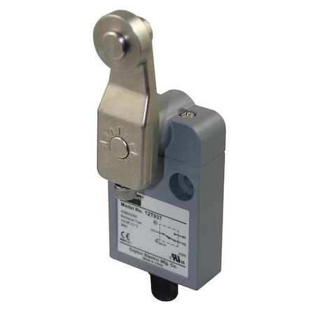 Dayton 12T937 - Limit Switch, Roller Lever, Rotary, SPDT, 10 A at 300 V AC, Actuator Location: Side