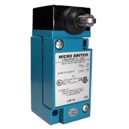 Honeywell LSF1A - Heavy Duty Limit Switch, Plunger, Roller, 1 NC/1 NO, 10 A at 600 V AC, Actuator Location: Side