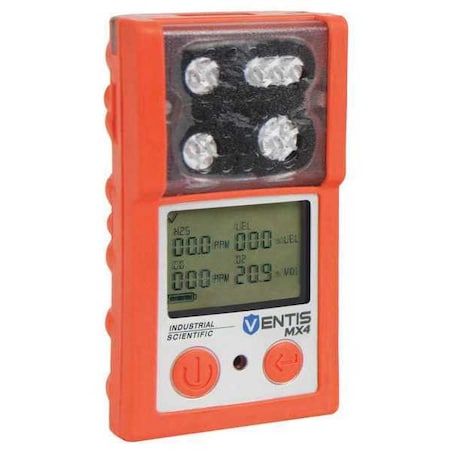 Industrial Scientific VTS-L0003001101 - Ventis MX4 Multi-Gas Detector, IP66/IP67, Audible, Vibrating, Visual, LCD with Backlight