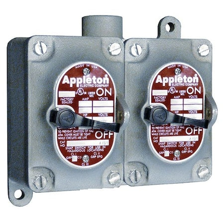 Appleton Electric EDS110F1 - Tumbler Switch, 2 Gang, Dead-End, 1-Pole