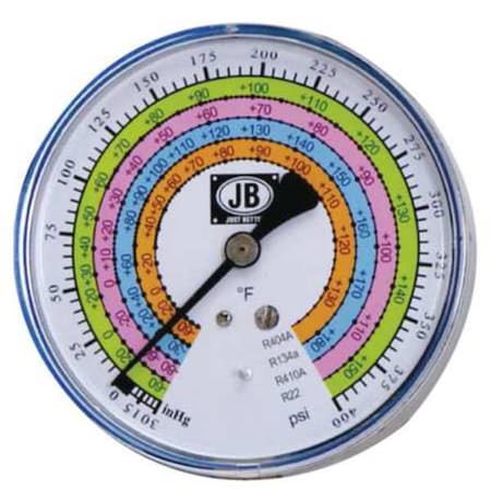 Jb Industries M2-400 - Gauge,4 In Dia.,Low Side,Blue,400 psi