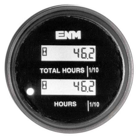 Enm PT1210G0 - Hour Meter,LCD,80-265 VAC,Flush Mount