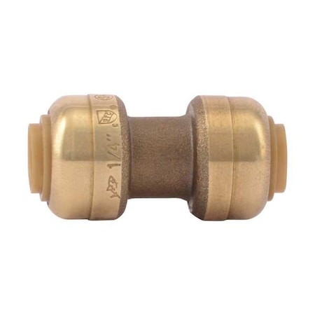 Sharkbite U004LFA - Push-Fit Coupling Fitting, 1/4 in Tube Size, Brass, Brass