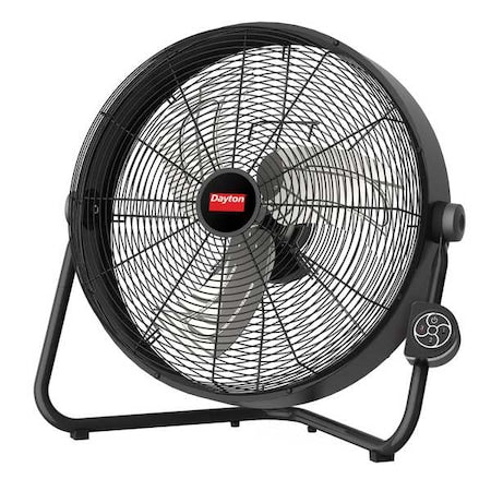 Dayton 19RR53 - Standard Duty Floor Fan, Floor Mount, 20 in Blade Dia, 120 V, 2,460/2,590/2,815 cfm, Non-Oscillating