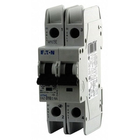 Eaton FAZ-D3/2-NA - IEC Miniature Circuit Breaker, FAZ-NA Series, 3 A, 2 Pole, 277/480 V AC, 10k A at 277/480 V AC, D Curve