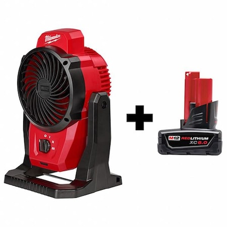 Milwaukee Tool 0820-20, 48-11-2460 - Jobsite Fan Kit, 6" Dia, 12 V DC, 400 cfm