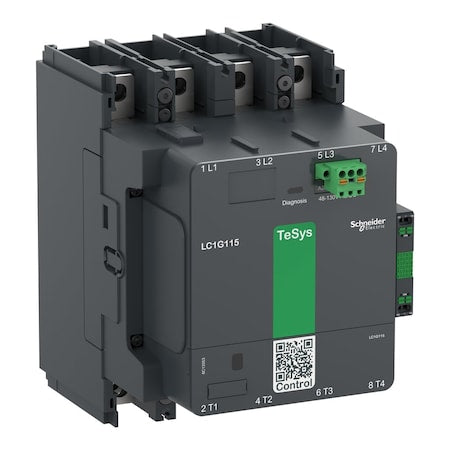 Schneider Electric LC1G1154EHEN - IEC Magnetic Contactor, 1 NC/1 NO, 48 V-130 V AC/DC, 4 P, Spring Type
