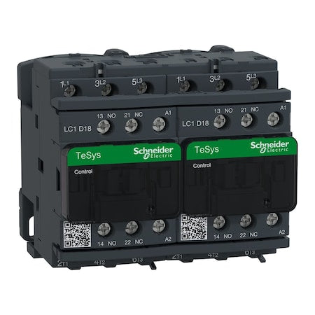 Schneider Electric LC2D18E7 - IEC Magnetic Contactor, 1 NC/1 NO, 48 V AC, 3 P, Reversing, Screw Clamp