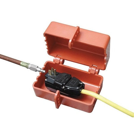Brady PLO27E - Plug Lockout, Red, 5/16 In Shackle Dia., Width: 4 5/8 in