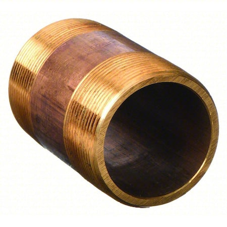 460-040X - 1/8" MNPT x 4" TBE Red Brass Pipe Nipple Sch 80