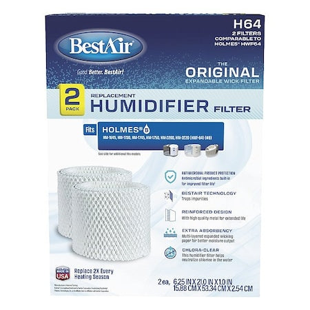 Bestair H64-2PK-PDQ-2 - Humidifier Wick,20 3/4 in L,PK2