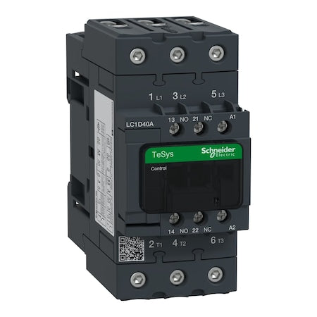 Schneider Electric LC1D40AB6 - IEC Magnetic Contactor, 1 NC/1 NO, 24 V AC, 3 P, Non-Reversing, Screw Clamp