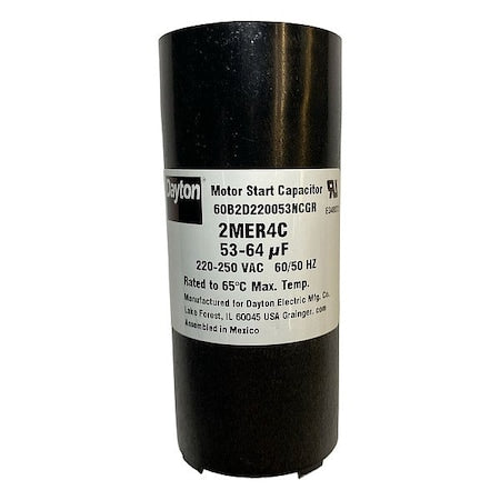 Dayton 2MER4 - Motor Start Capacitor,53-64 MFD,220-250 V