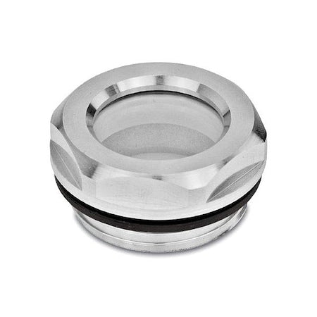 Jw Winco 743.1-32-G11/2-B - Sight Glass,Aluminum,55 mm Hex Thick