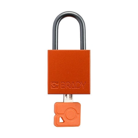 Brady CPAL-ORG-25ST-KD - Lockout Padlock, Keyed Different, Aluminum, Orange, 1 in Shackle Height, 1 1/4 in Body Width