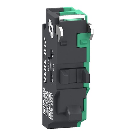 Schneider Electric ZBE1015 - Single contact block, Harmony XB4, Hamony XB5, silver alloy, compact push in terminals, 1 NO