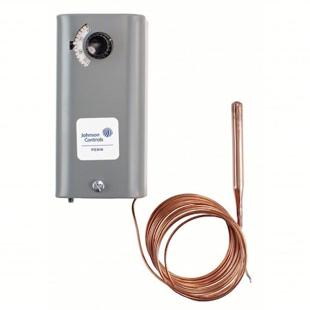 Johnson Controls A19ABB-2C - Line Voltage Mechanical Thermostat, Heat or Cool, 50 to 200 F, Exposed Dial, 120 to 277 V AC, 1 C, 1 H