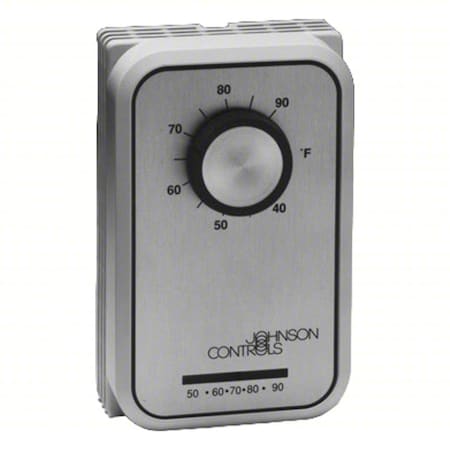 Johnson Controls T26J-7C - Line Voltage Thermostat, Cool Only, 40 to 90 F, Exposed Dial, 24 to 277 V AC, 1 C