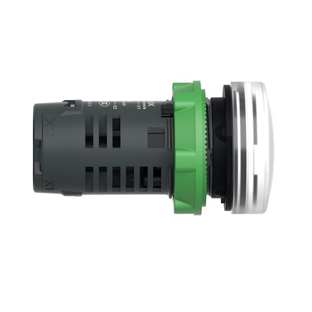 Schneider Electric XB5EVM1 - Monolithic pilot light, Harmony XB5, grey plastic, white, 22mm, universal LED, plain lens, 230.240 V AC
