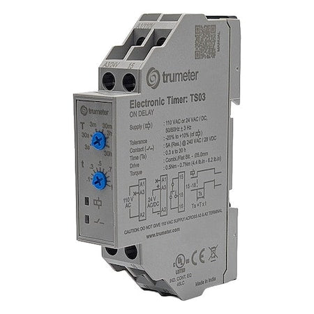 Trumeter TS03 - Time Delay Relay,110 V AC; 24 V AC/DC
