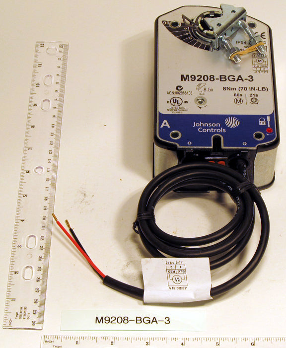 Johnson M9208-BGA-3 Rotary Actuator; 53 In-lb/6nm Srtn 2 Wire On/Off 24vac/vdc Replaces