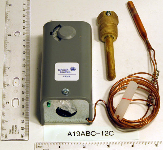 Johnson A19ABC-12C Spdt Remote Bulb Temperature Control 100-240F 8' Cap. 6-24F Adjustable