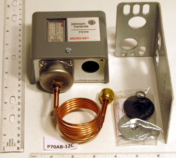 Johnson P70AB-12C Spst Pressure Control 12"/80# Diff Adj 5/35# 1/4" Flare 36" Cap. Replaces
