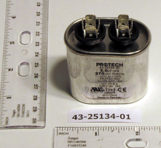 Rheem 43-25134-01 Capacitor - 3/370 Single Oval Replaces 43-100496-02