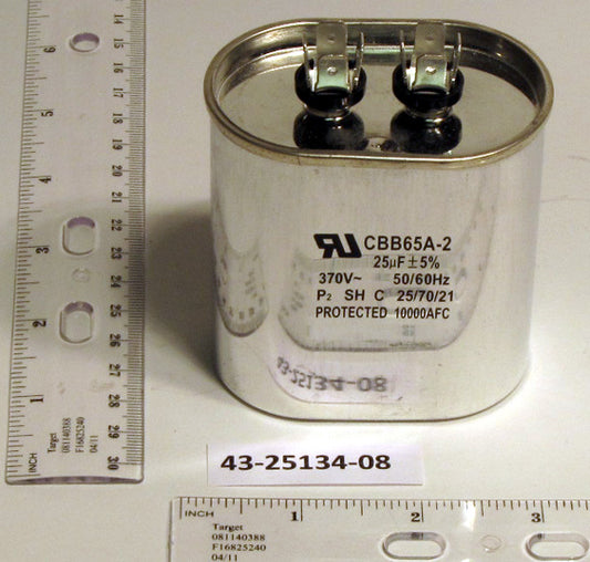 Rheem 43-100496-49 Capacitor - 25/370 Single Oval Replaces 43-25134-08