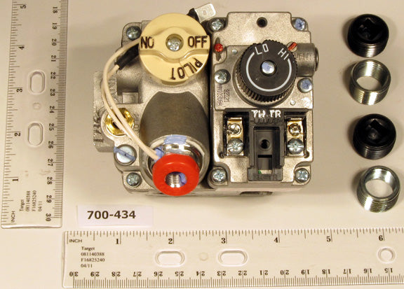 Robertshaw 700-434 24v 1/2" X 1/2" Standing Pilot Straight Natural Gas Valve With Side Outlets