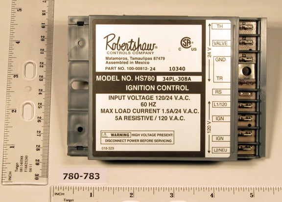 Robertshaw 780-783 Hot Surface Ignition Module Hs780-34pl-308a