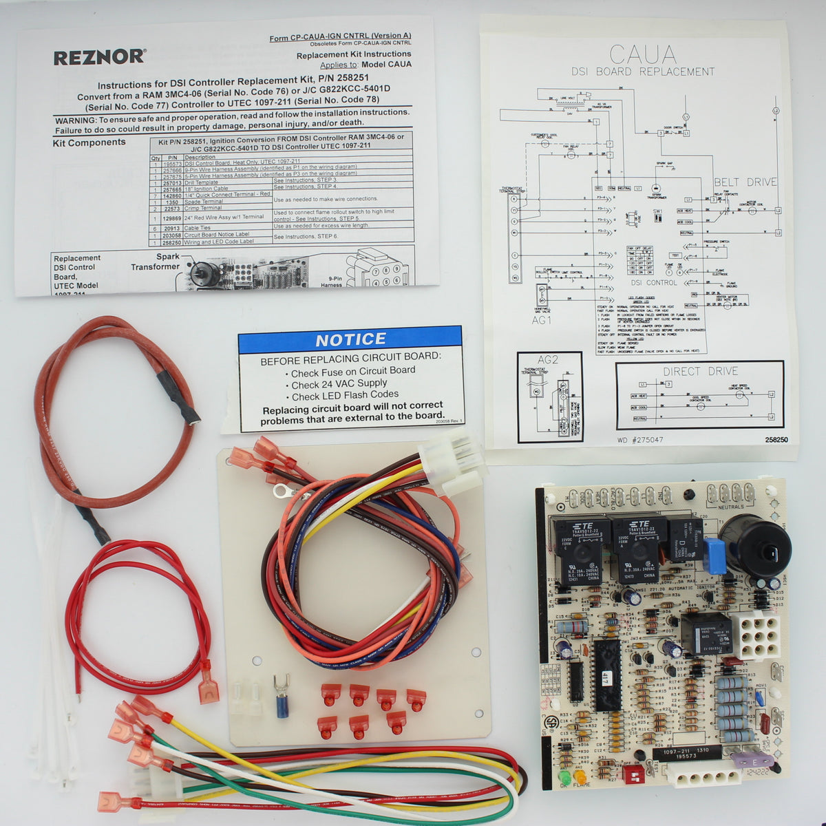 Reznor 258251 Direct Spark Ignition Board Replaces 193804 G822KCC-5401D