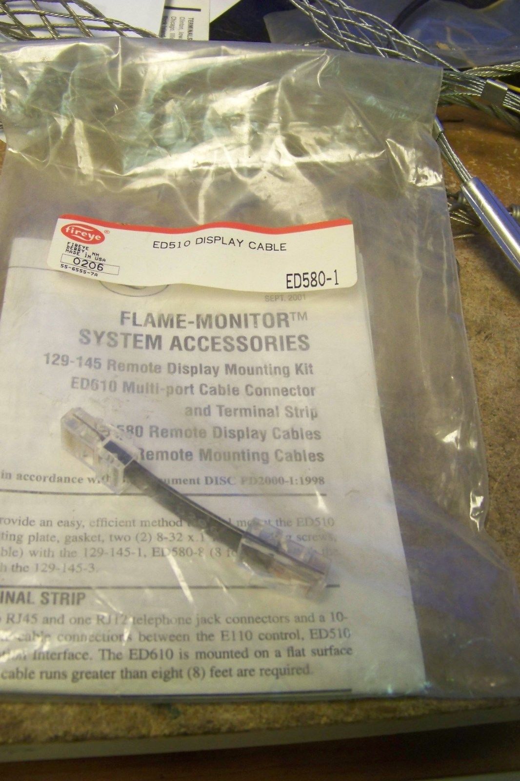 Fireye ED580-1 ED510 Remote Display Cable With RJ45 Connector - 1 1/4 Inch.