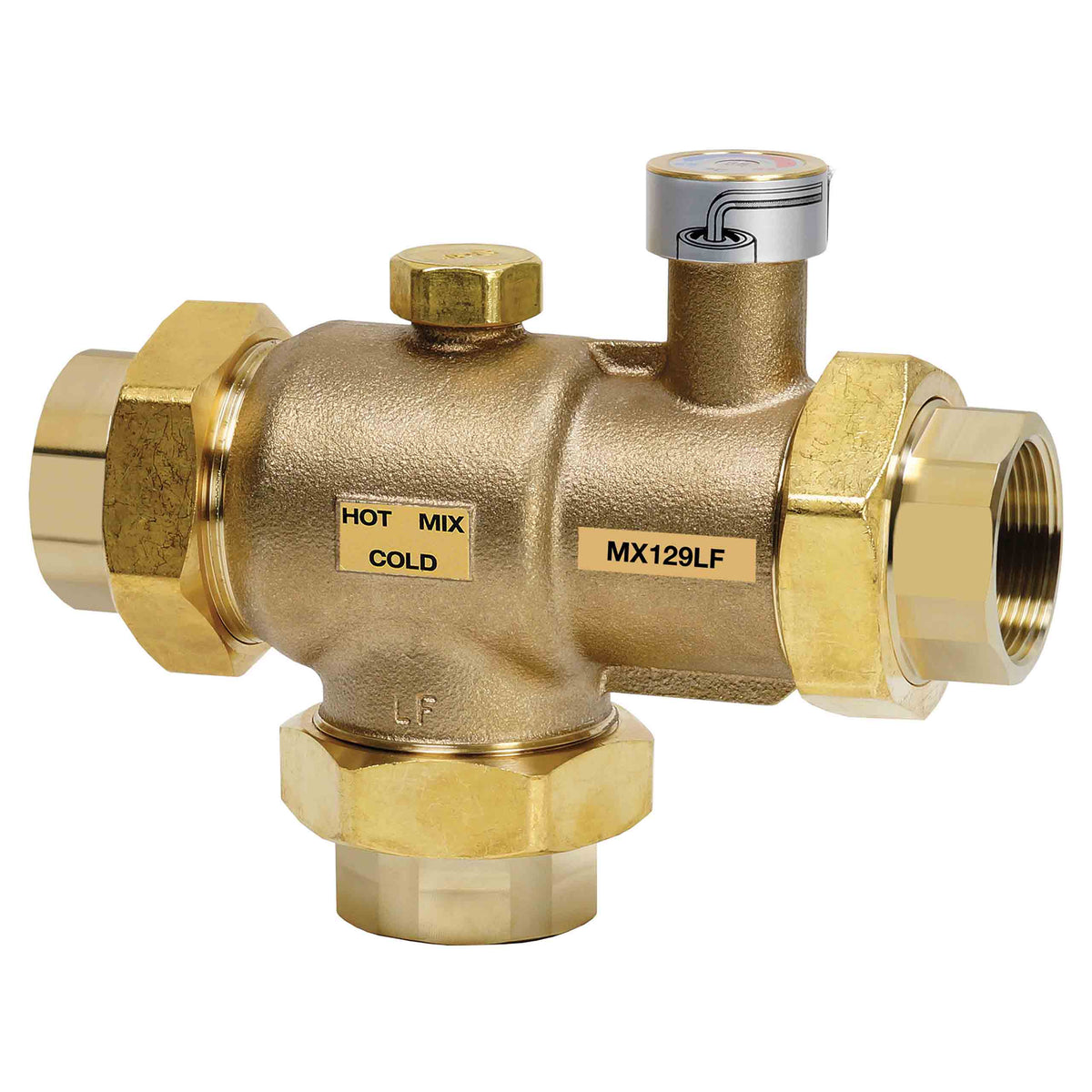 Honeywell Residential MX129LF 1-1/2" NPT Union 113-149F Lead Free Mixing Valve Replaces MX129