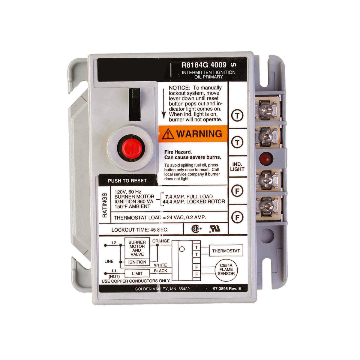 Honeywell Residential R8184G4066 Cad Cell Relay (15 Sec)led For Lockout