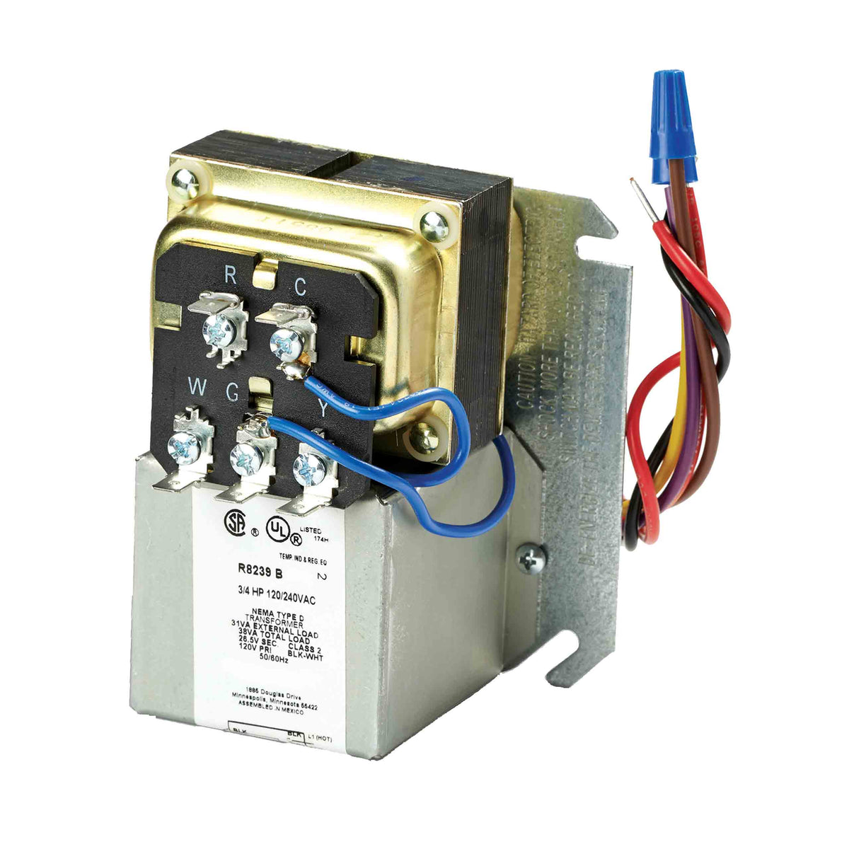 Honeywell Residential R8239B1076 Dpdt Fan Center 120/208/240. With 50va Transformer & R8222D On 4x4 Plate