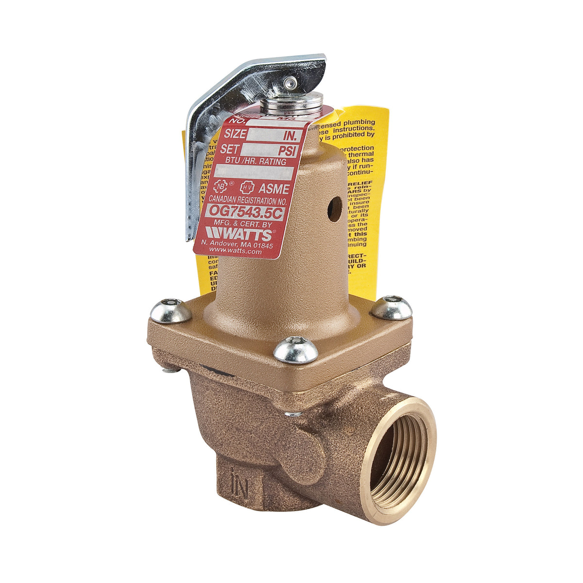 Watts 174A 1-1/4-30 Relief Valve 1 1/4 30psi 1682m Btu 0275600