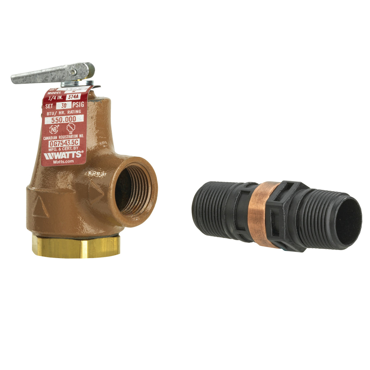 Watts 374A-3/4 F358553 Relief Valve 3/4" 30 PSI 550K BTU Used To Be 0358553