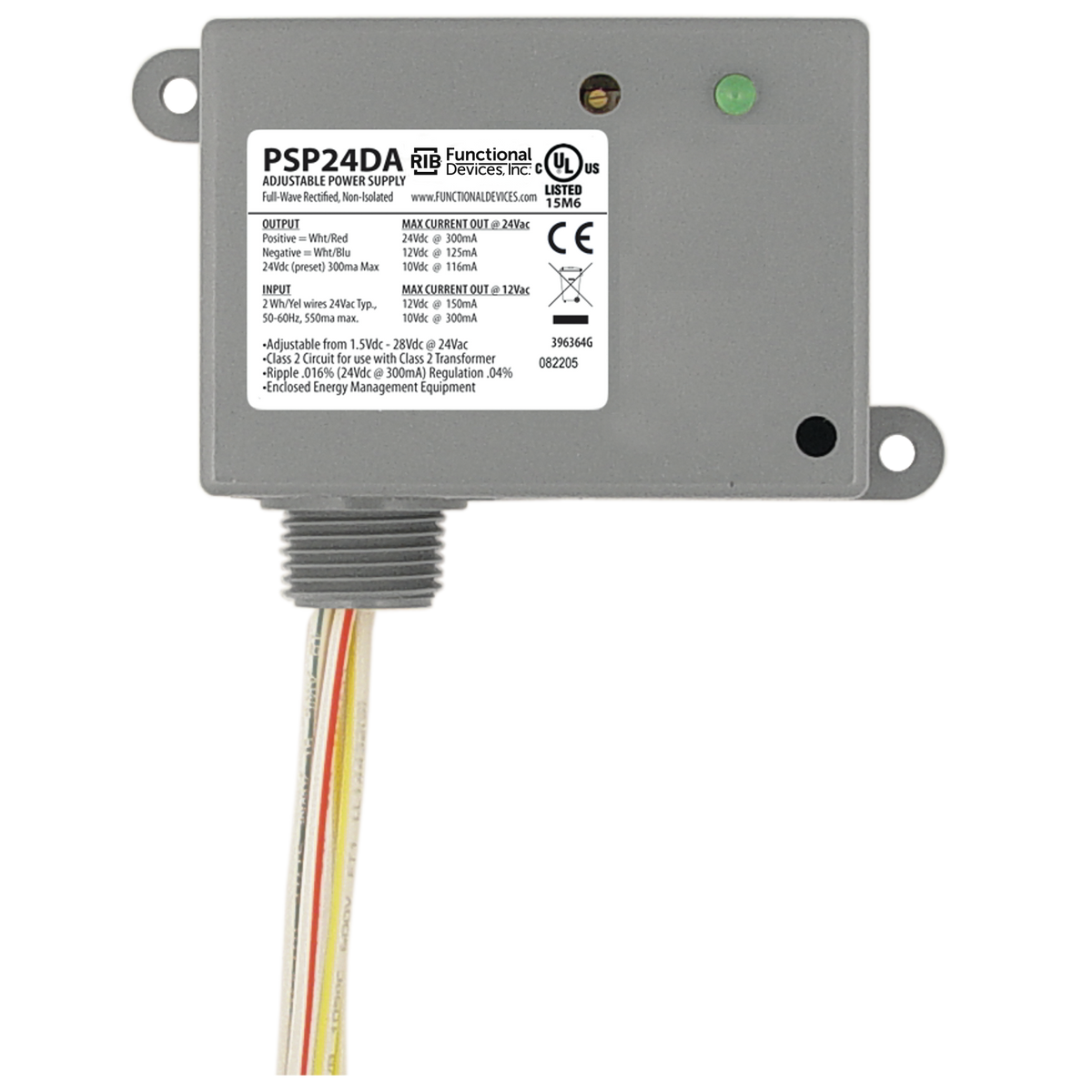 RIB Relays PSP24DA Enclosed General Purpose Dc Supply 24vac Input