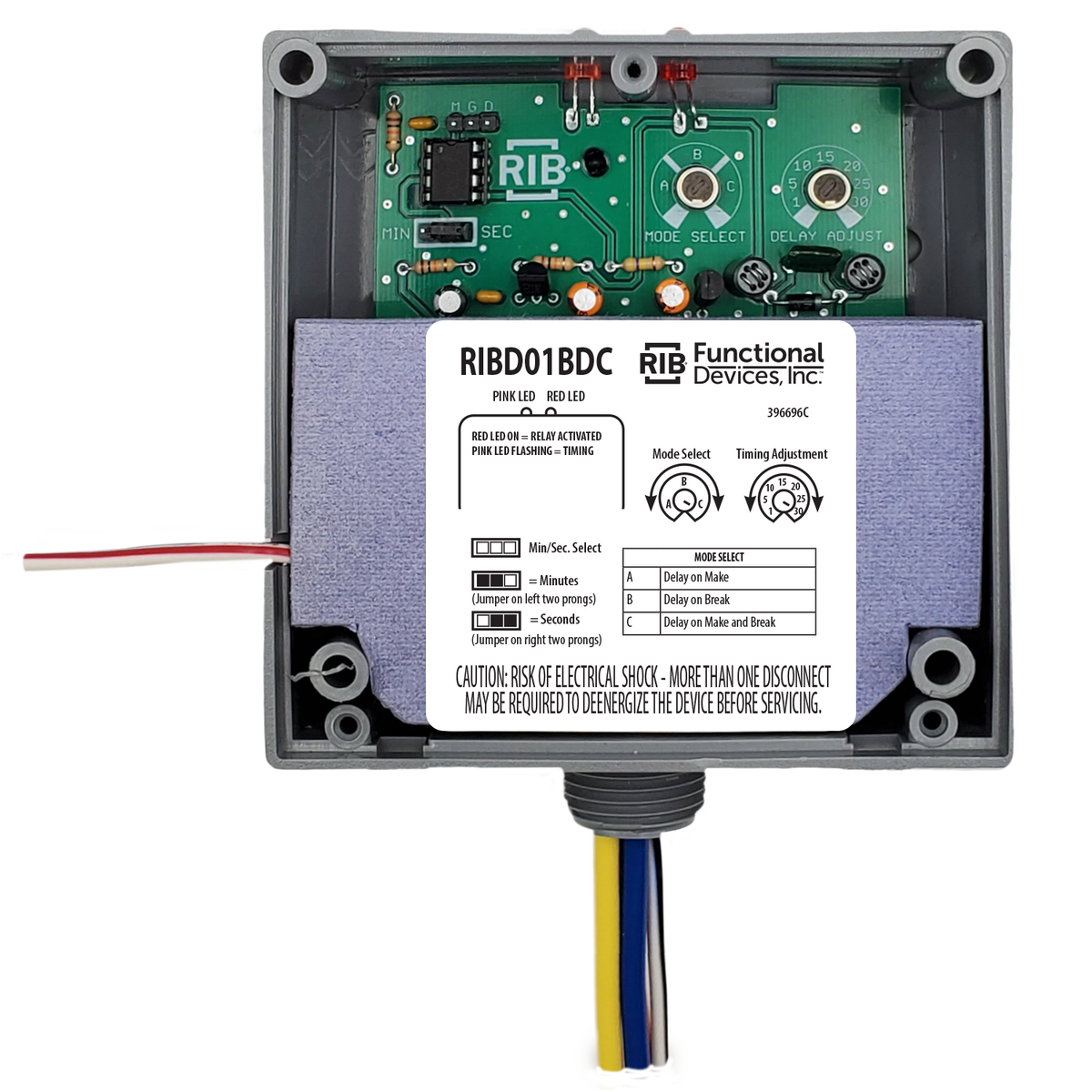 RIB Relays RIBD01BDC Dry Contact Relay Enclosed Time Delay Relay 20 Amp Spdt Class 2 Dry Contact