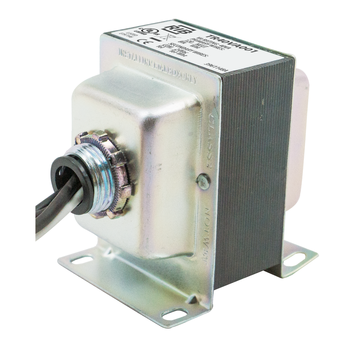 RIB Relays TR40VA001 Transformer 40va 120-24v Foot Mount Single Hub Class Ii Ul Recognized